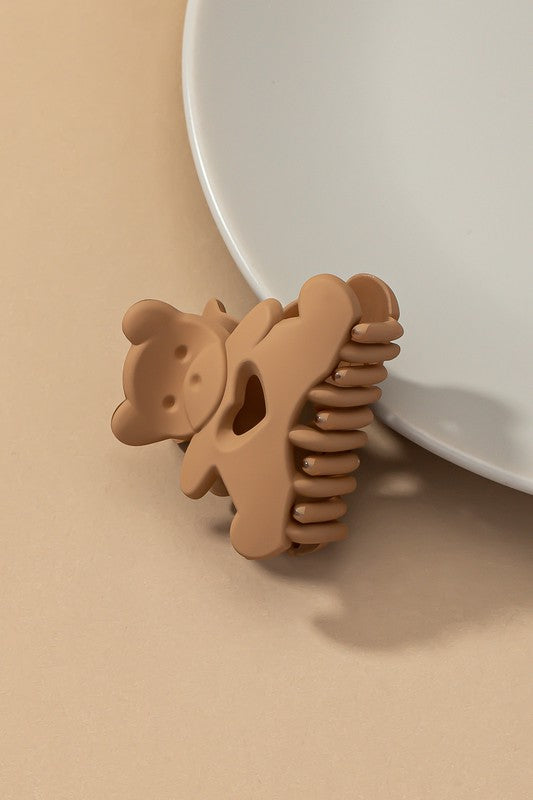 Matte finish teddy bear hair claw clip