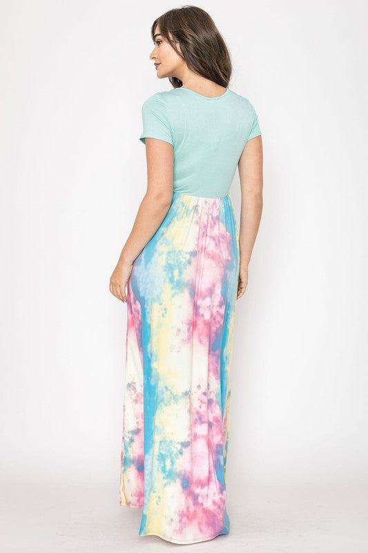 Two Tone Tie Dye Maxi Dress