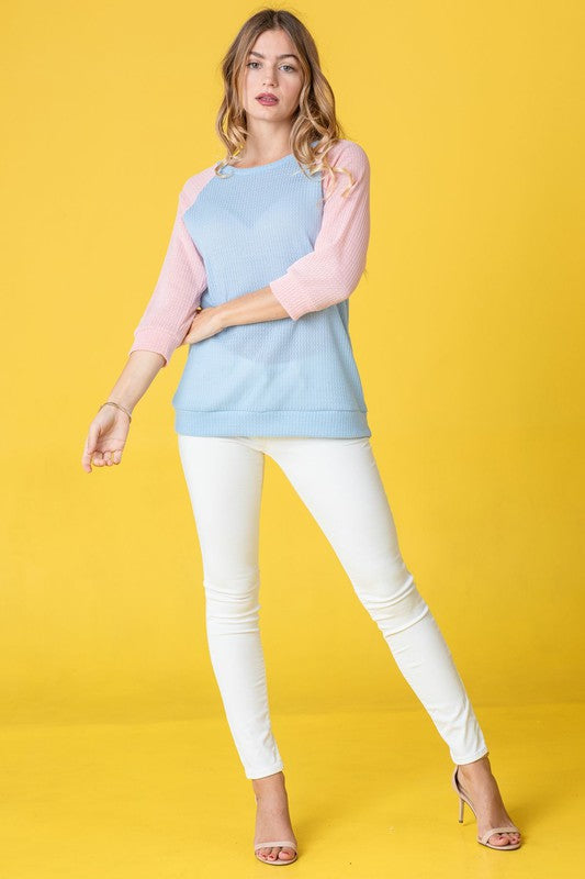 Waffle Knit Two Tone Tunic