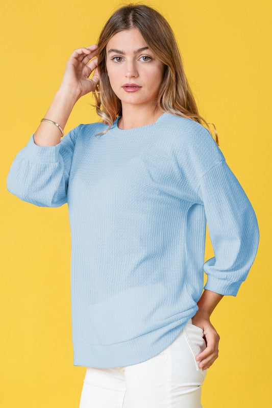 Solid Waffle Knit Top