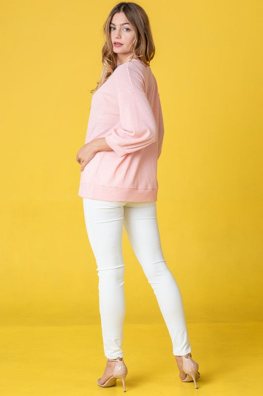 Plus Solid Waffle Knit Top