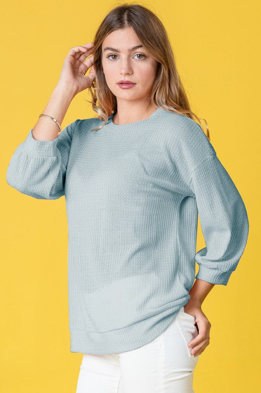 Plus Solid Waffle Knit Top