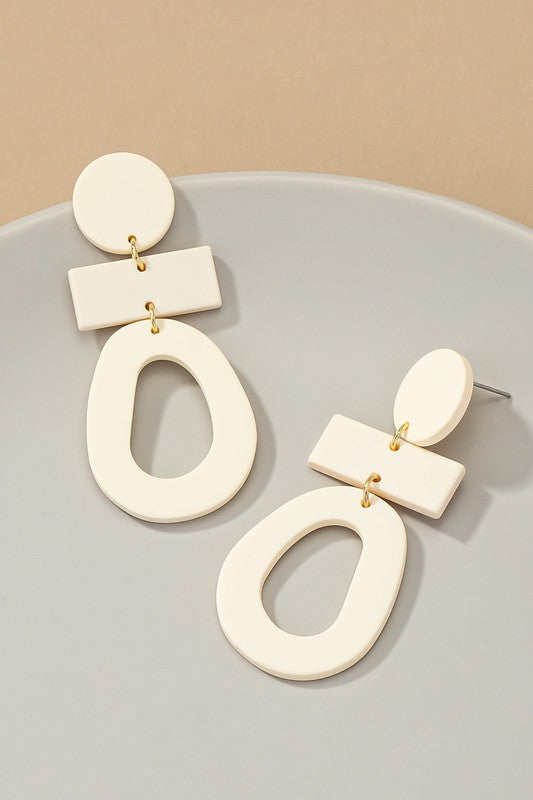 Geo shape link drop earrings