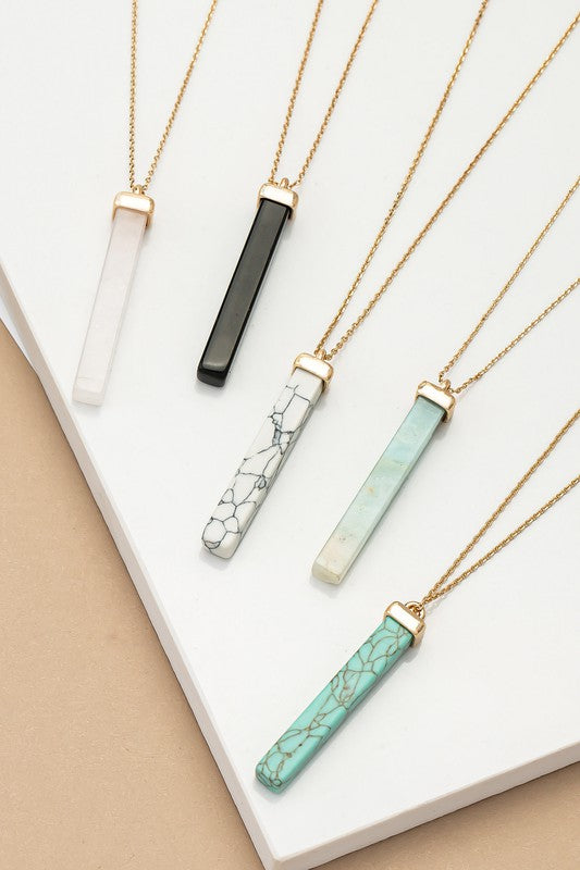 LONG BAR NATURAL STONE PENDANT NECKLACE