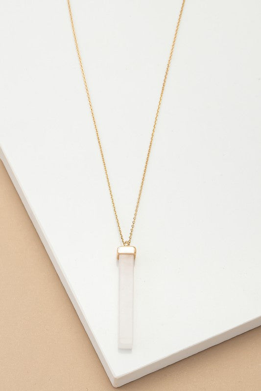 LONG BAR NATURAL STONE PENDANT NECKLACE