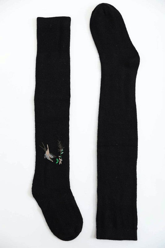 Hummingbird Wool Knee High Socks