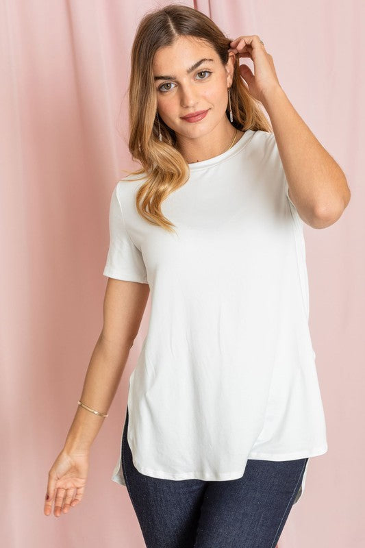 Solid Side Slit High Low Tunic