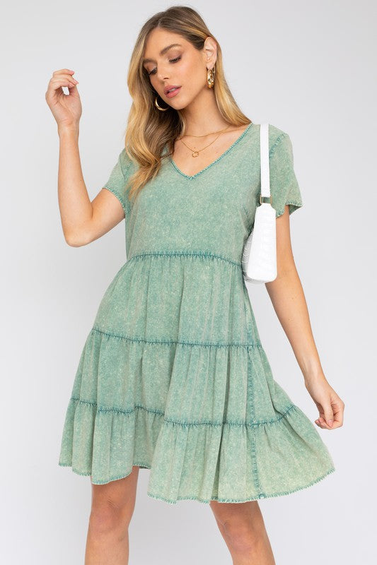 Washed Baby Doll Mini Dress