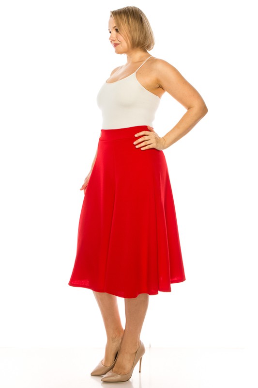 Plus size, paneled, A-line midi skirt