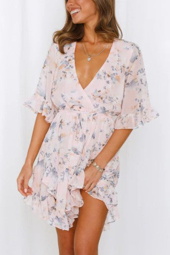 Floral Printed Ruffled Mini Dress