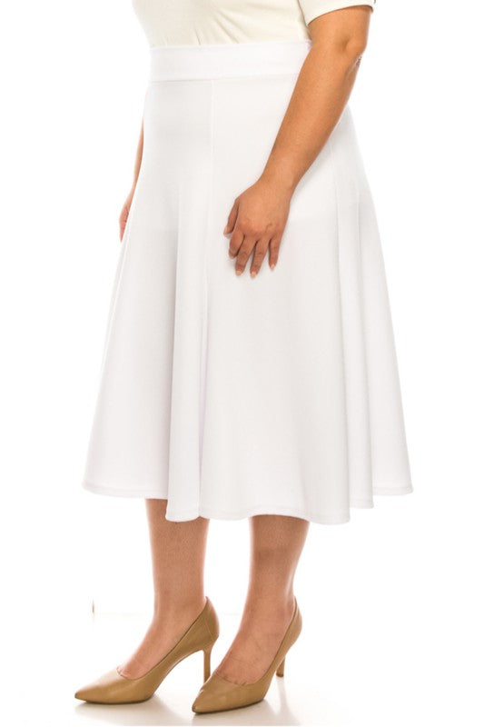 Plus size, paneled, A-line midi skirt