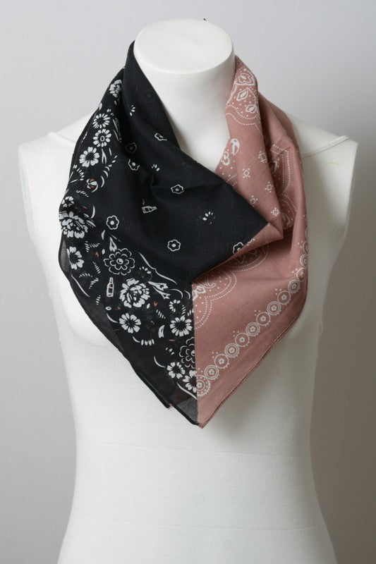 Two Tone Western Floral Bandana