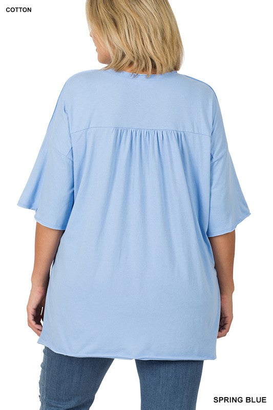 Plus Row Edge High-Low Hem Box Top