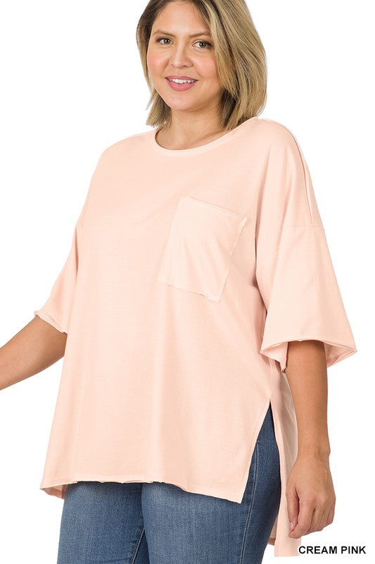 Plus Row Edge High-Low Hem Box Top