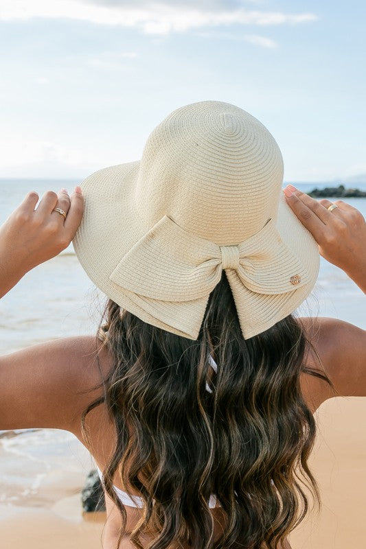 Bow Back Straw Bucket Hat