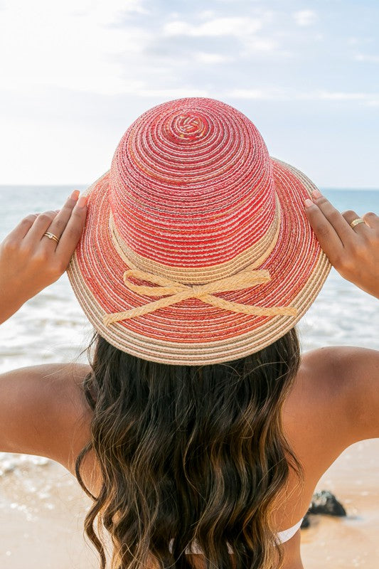 Multi-Stripe Bow Accent Bucket Sunhat