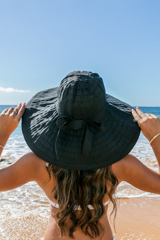 Classic Bow Accent Sunhat Extra Wide Brim