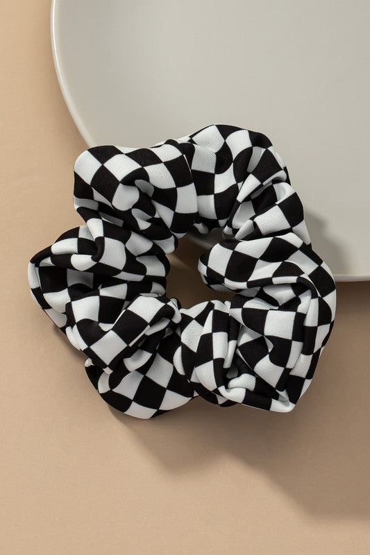 check pattern soft satin hair scrunchies