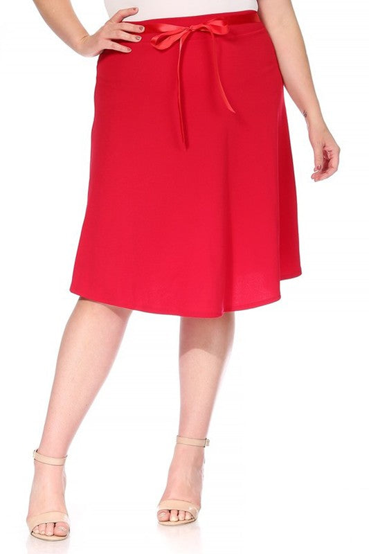 Plus size, solid, A-line, knee length skirt