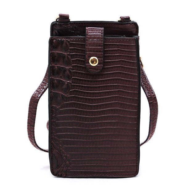 Croc Alligator Crossbody Bag Cell Phone Purse