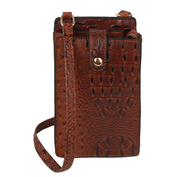 Ostrich Croc Crossbody Bag Cell Phone Purse