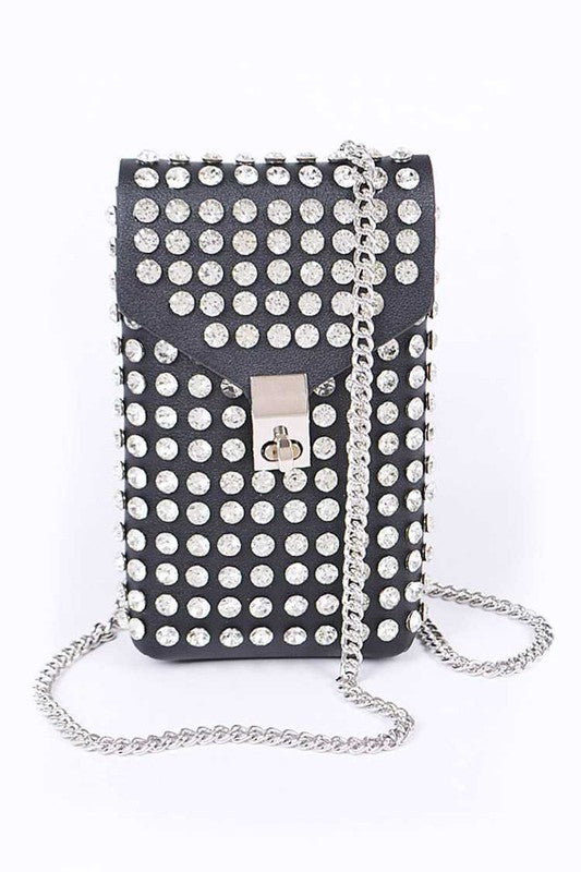 Crystal Studs Cellphone Convertible Bag