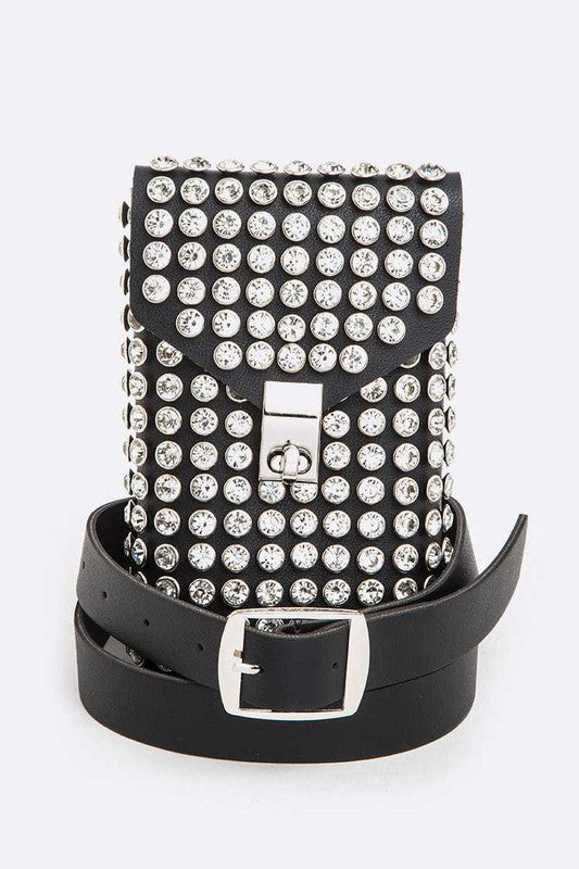 Crystal Studs Cellphone Convertible Bag