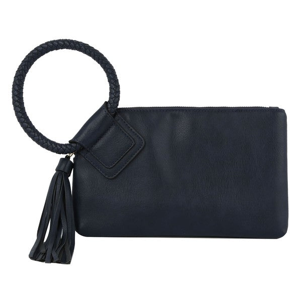 Fashion Cuff Handle Tassel Wristlet Clutch