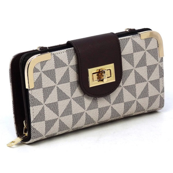 Monogram Turn Lock Crossbody Wallet