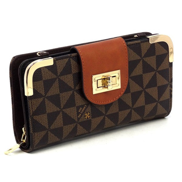 Monogram Turn Lock Crossbody Wallet