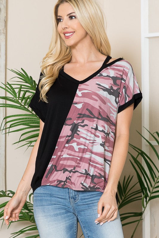 Cold Shoulder Wrap Front Top