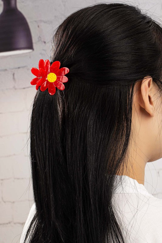 Acetate flower hair claw clip