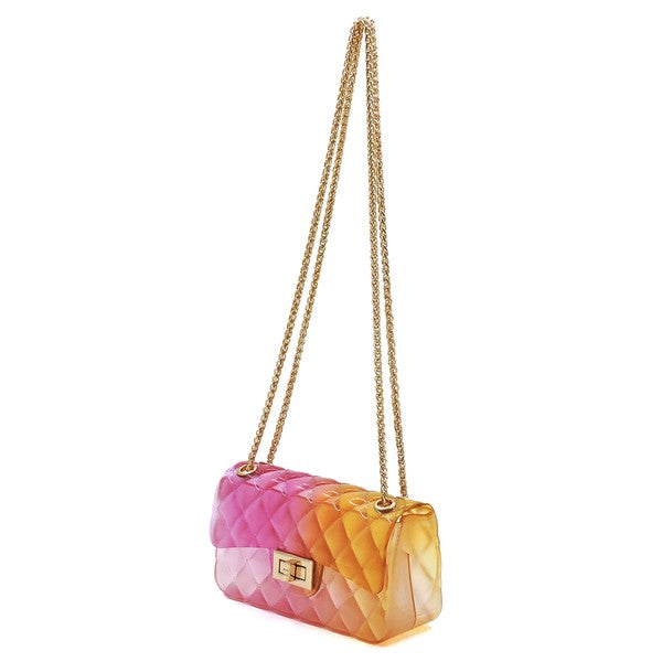 Quilt Embossed Multi Color Jelly Shoulder Bag