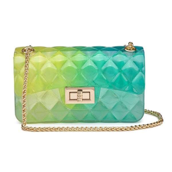 Quilt Embossed Multi Color Jelly Shoulder Bag