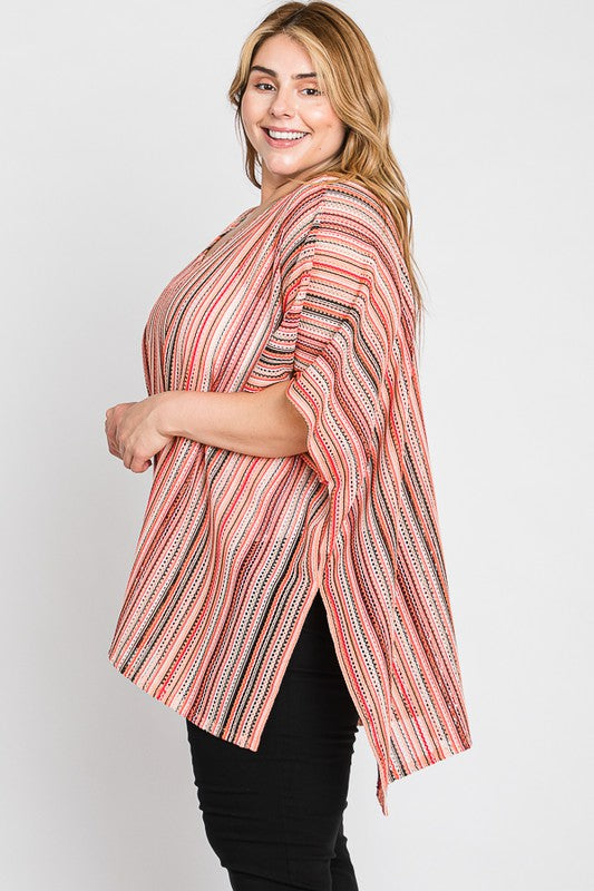 COLORFUL VERTICAL STRIPE PONCHO