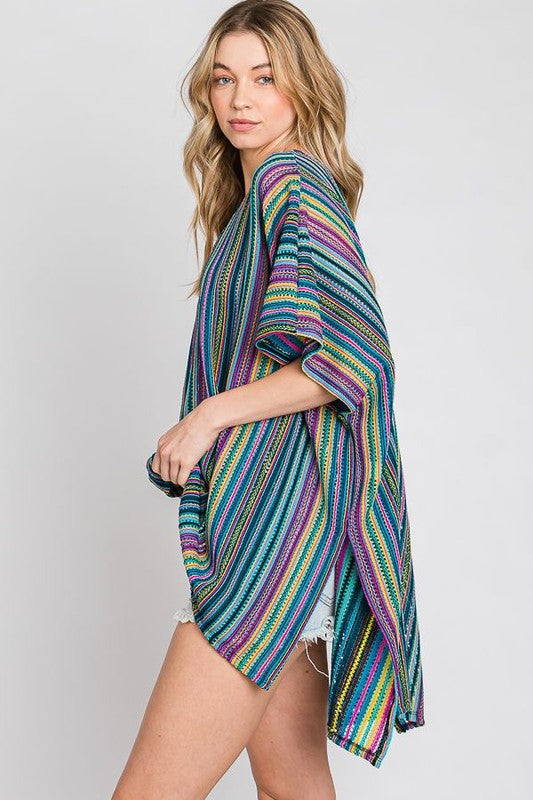 COLORFUL VERTICAL STRIPE PONCHO