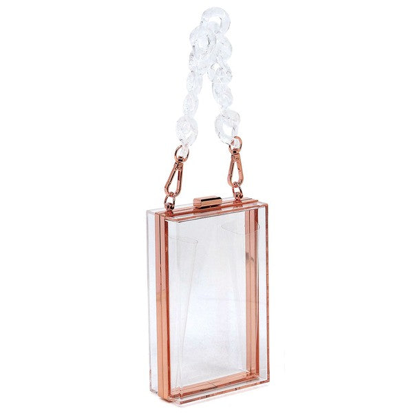 Acrylic Chain Handle See Thru Crossbody Clutch