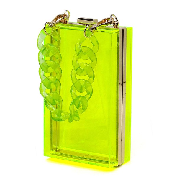 Acrylic Chain Handle See Thru Crossbody Clutch