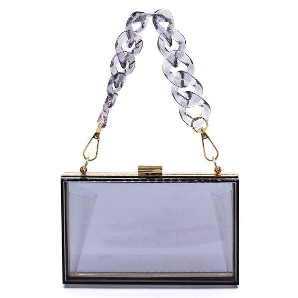 Acrylic Chain Handle See Thru Crossbody Clutch