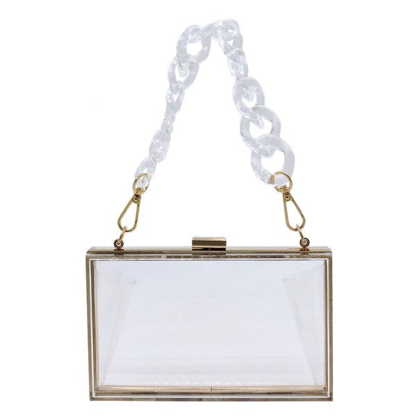 Acrylic Chain Handle See Thru Crossbody Clutch