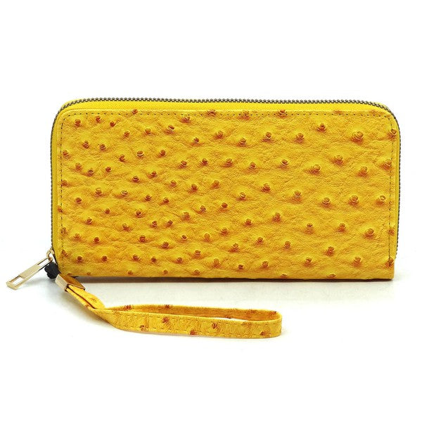 Ostrich Zip Around Wallet Wristlet