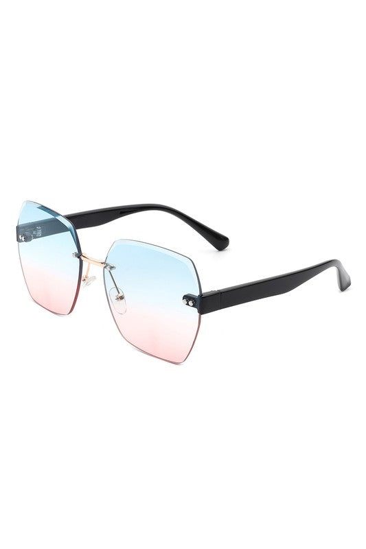 Oversize Square Geometric Rimless Sunglasses