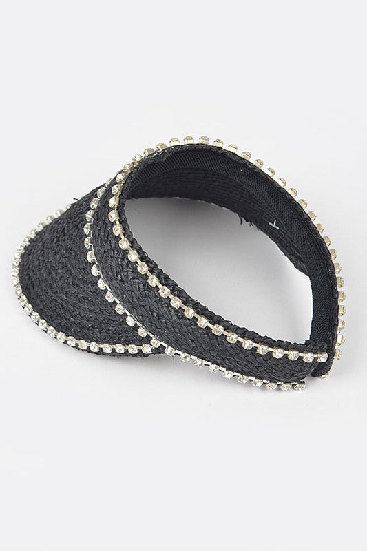 Rhinestone Statement Straw Visor Sun Hat