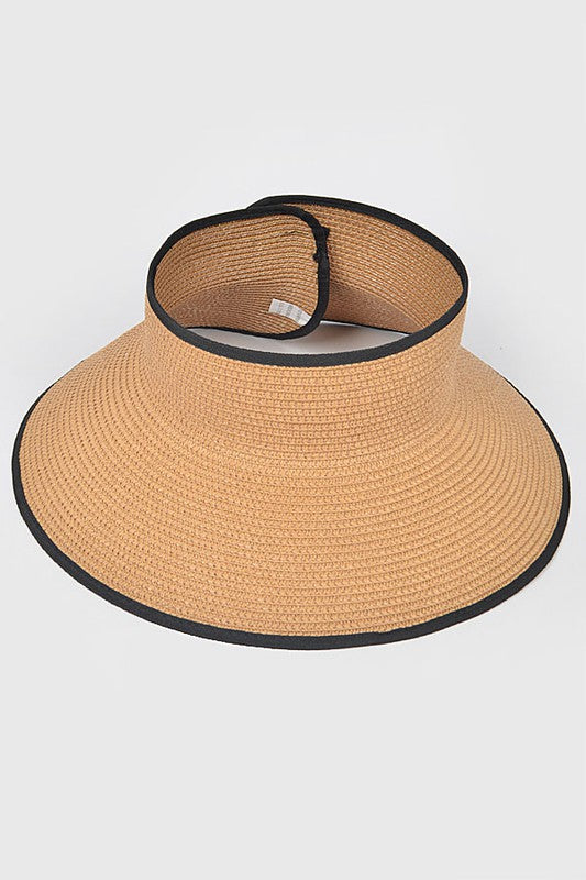 Roll Up Straw Visor Sun Hat