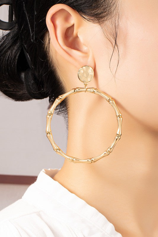 Large statement bamboo hoop earrings