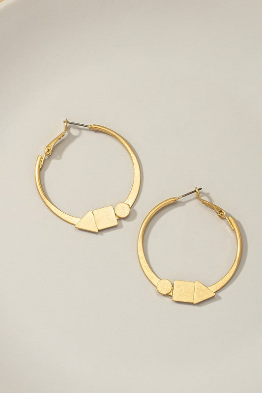 Geo shapes flat hoop earrings