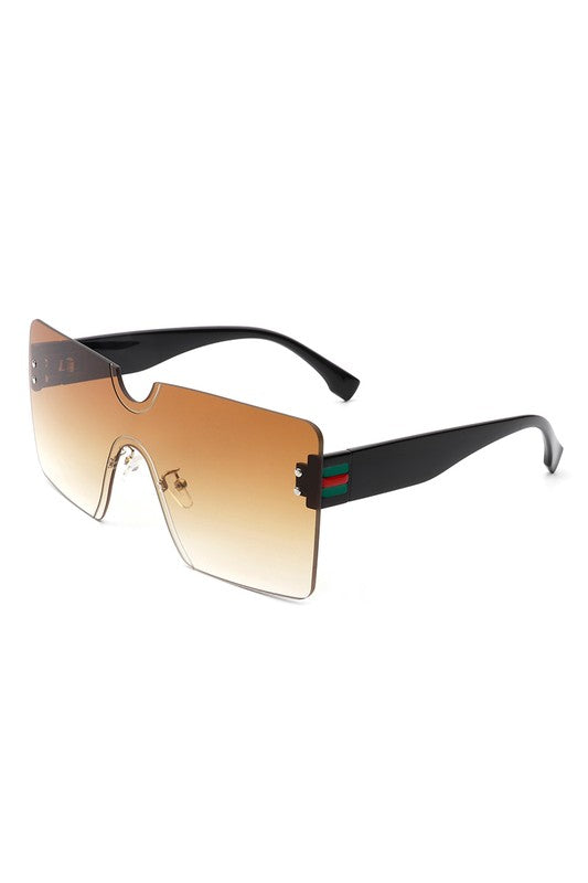 Square Rimless Oversize Flat Top Sunglasses