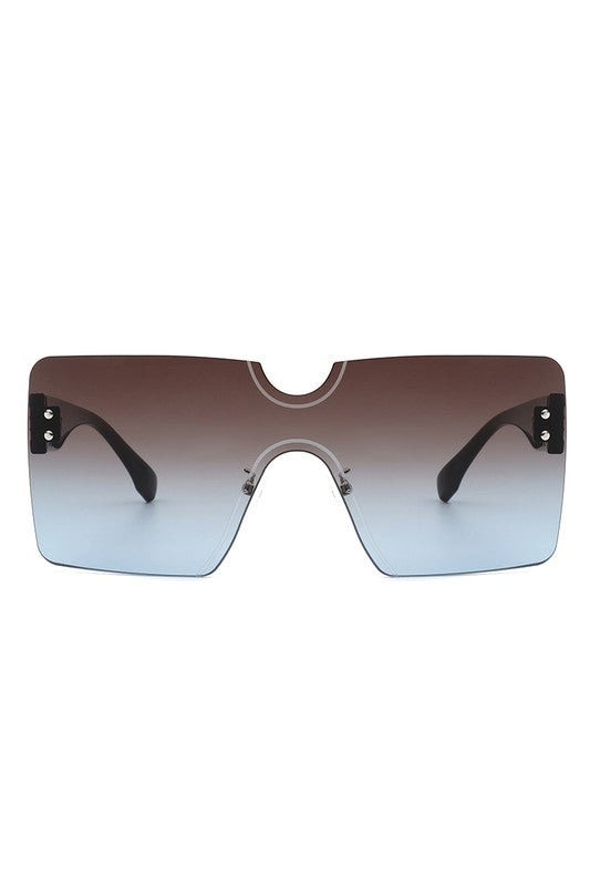 Square Rimless Oversize Flat Top Sunglasses