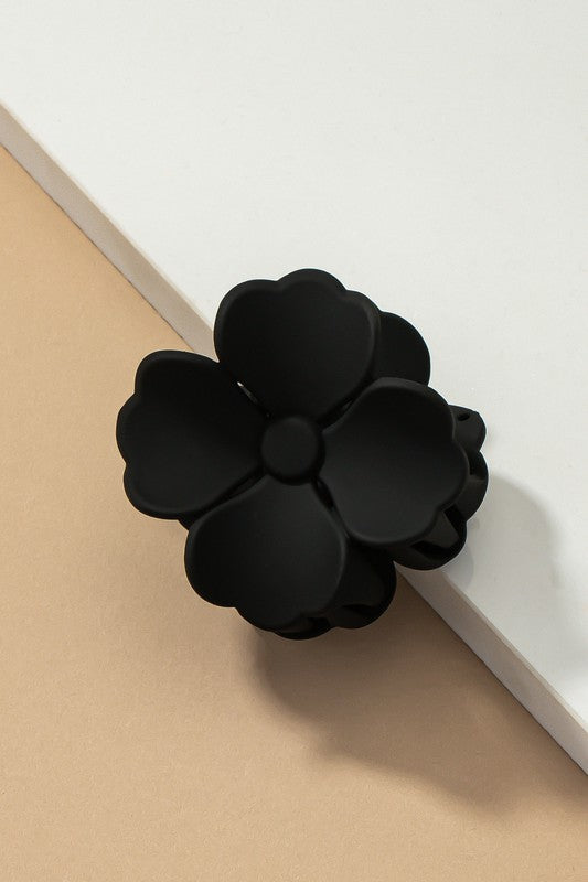 Matte color coated flower hair claw clip