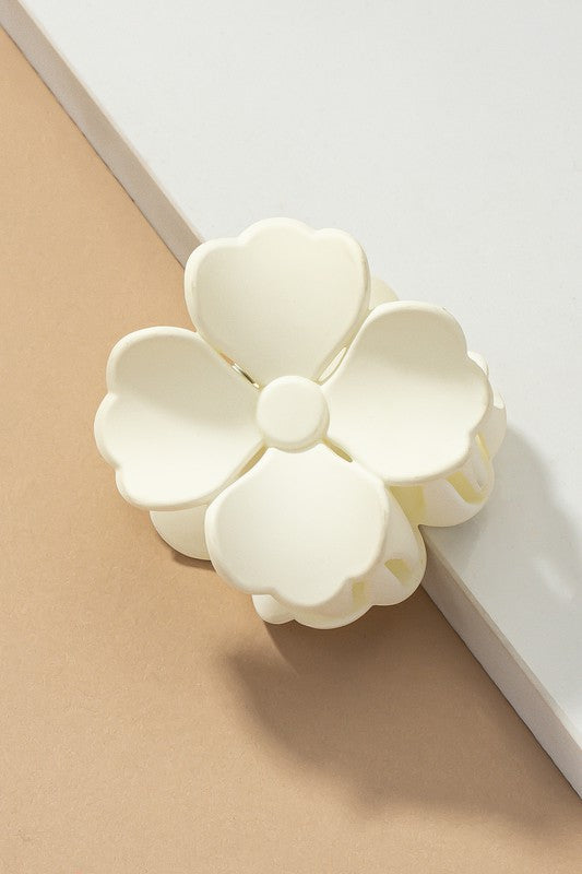 Matte color coated flower hair claw clip